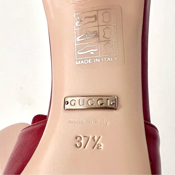 New GUCCI || Madelyn Red Mule Square Crystal Embellished GG Slip On Heel EU 37.5 - Picture 11 of 12